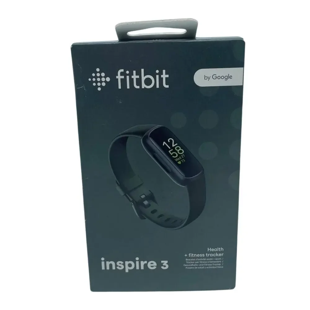 Fitbit Inspire 3 Health and Fitness Tracker Black Case Midnight Zen Band FB424